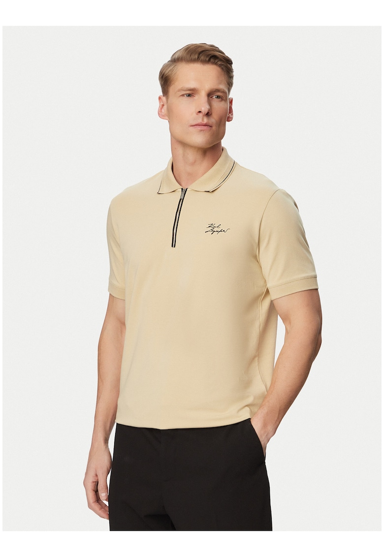 Tricou Polo Barbati - Bej - bumbac - maneca scurta