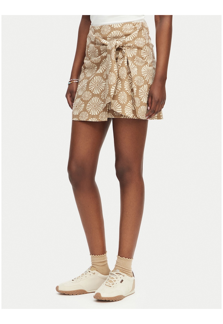 Fusta mini - multicolor - bumbac si viscoza - casual - imprimeu floral