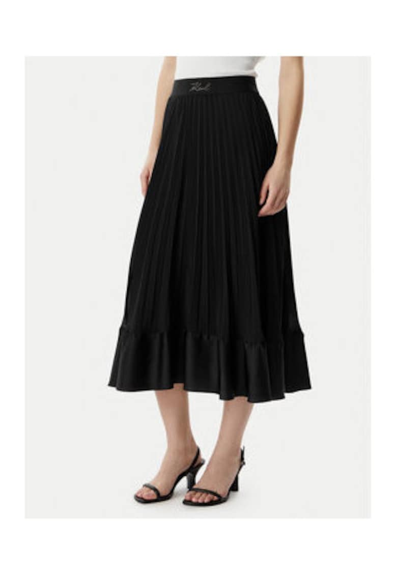 Fusta plisata Dama - neagra - poliester - casual -