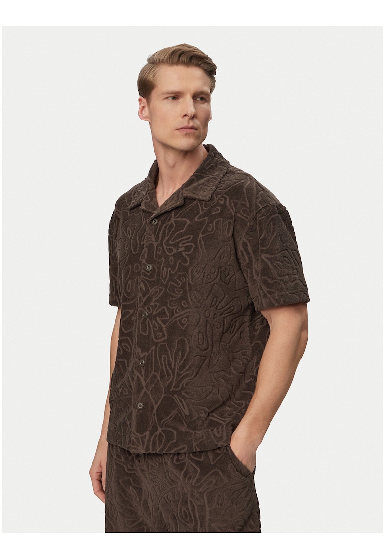 Camasa barbati - Joop Jeans - maro - bumbac si poliester - maneca scurta - guler clasic