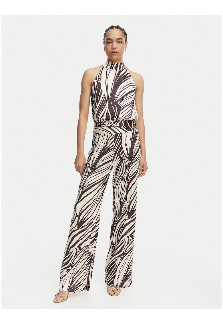Salopeta dama - bej - maro - material sintetic - croiala regular fit - decupaj spate -