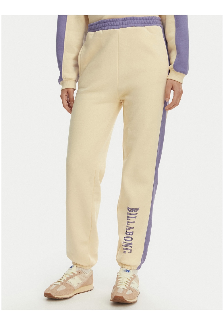 Pantaloni sport dama - talie inalta - crac larg - bej - bumbac si poliester