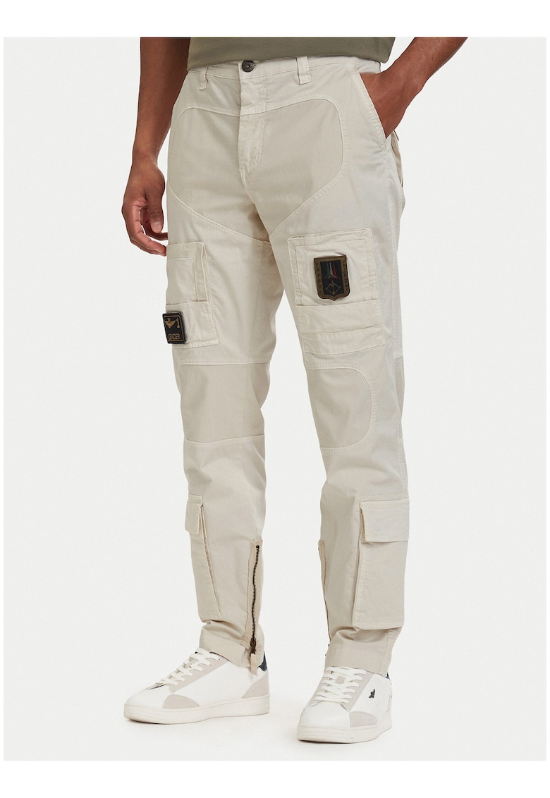 Pantaloni cargo barbati - bej - bumbac - croiala regulara