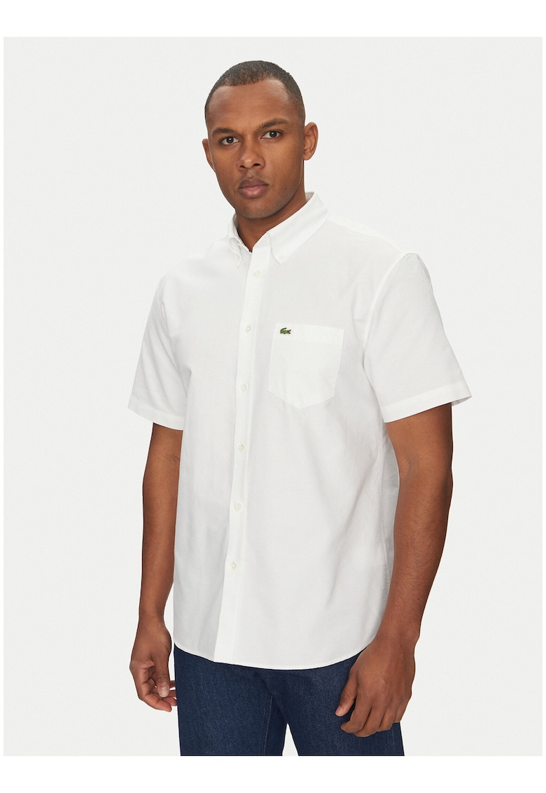Camasa barbati - alb - bumbac organic - casual - maneca scurta