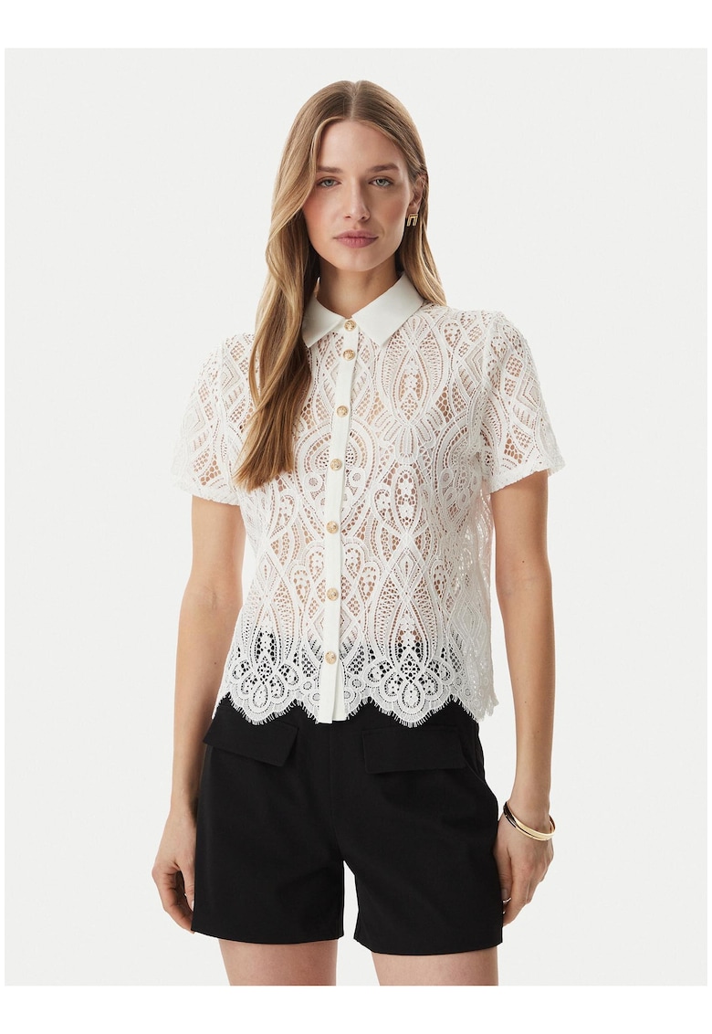 Camasa dama - alb - bumbac - maneci scurte - croiala regular fit