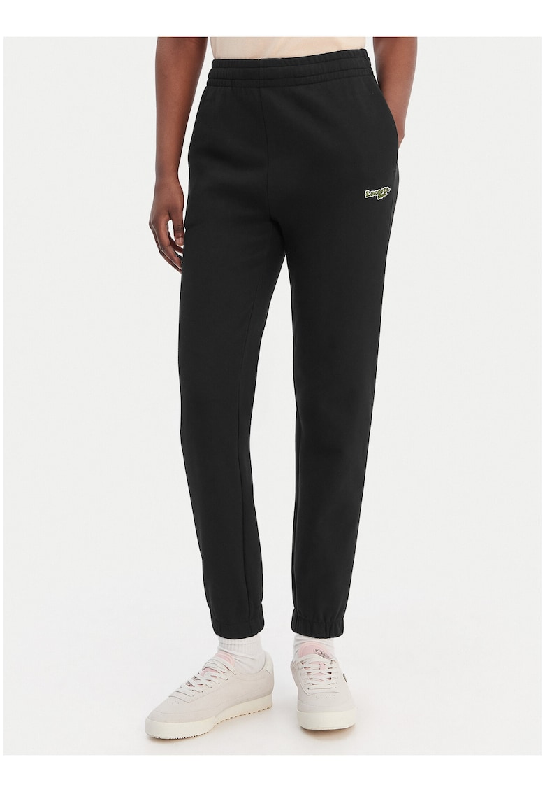 Pantaloni de trening dama - negru - bumbac si poliester - croiala conica - finisaj mat -