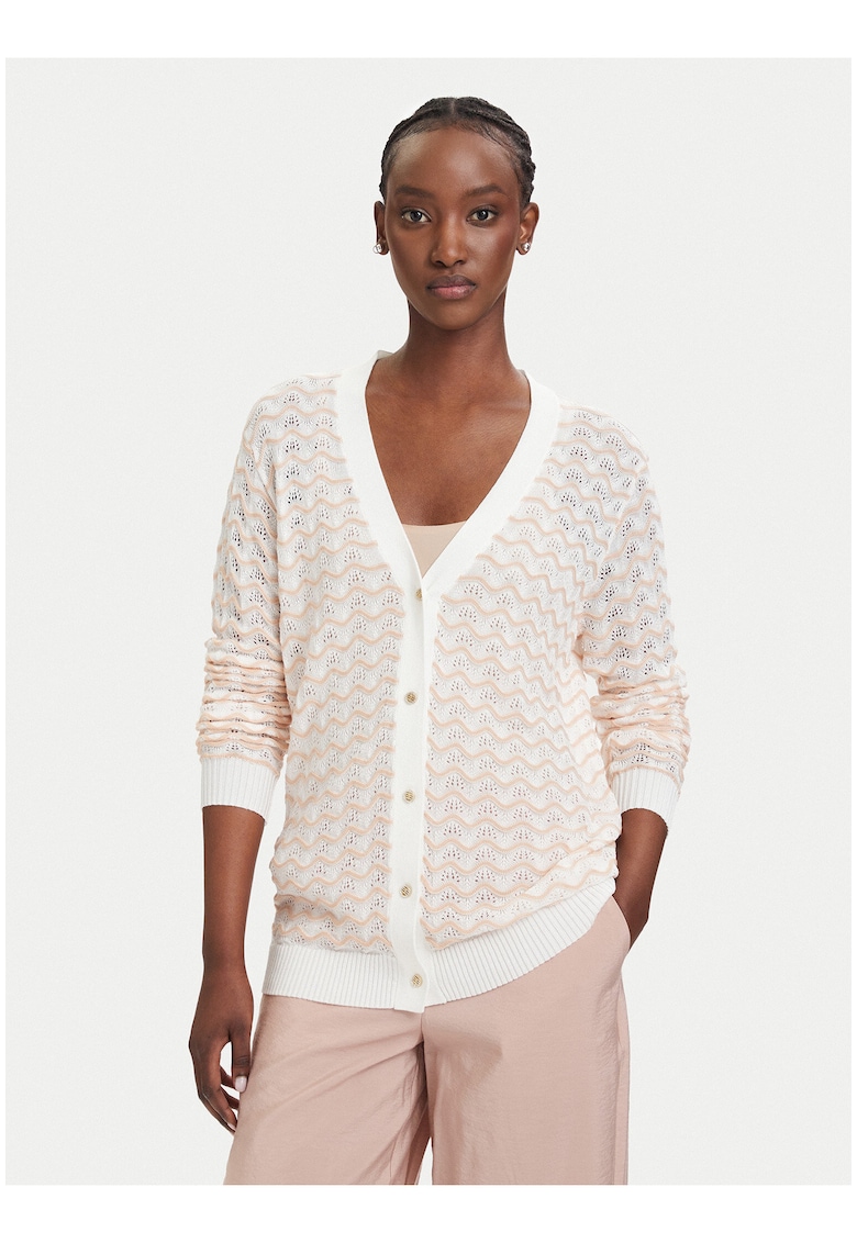 Cardigan Dama - Bej - 100% Tencel - maneca lunga - inchidere cu nasturi