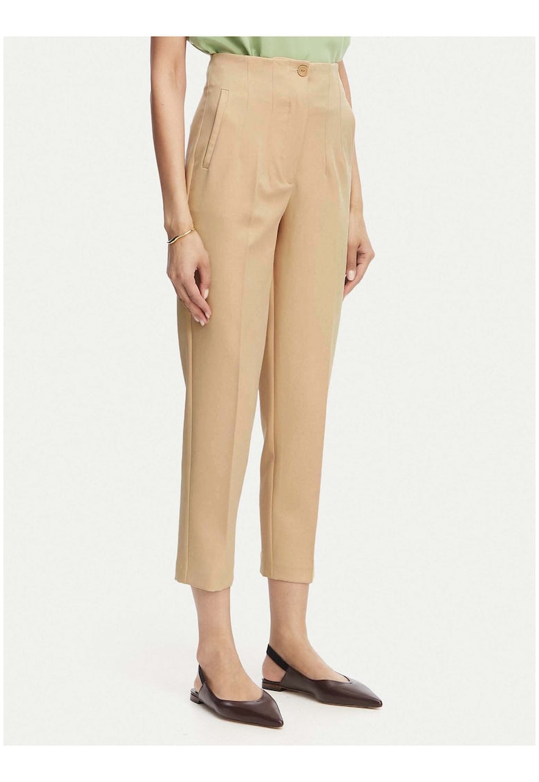 Pantaloni dama - bej - croiala regular fit - material sintetic reciclat - 7/8