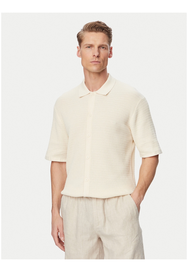 Camasa barbati - dungi - albastru - bumbac organic - maneca scurta - croiala relaxed fit -