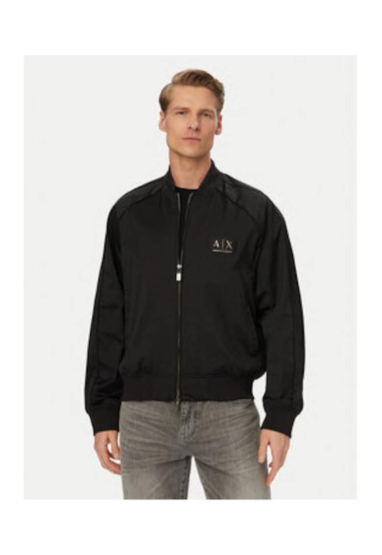 Geaca bomber barbati - negru - material mixt - croiala confortabila