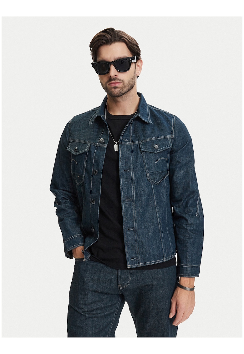 Jacheta din denim barbati - bleumarin - bumbac - maneca lunga - regular fit