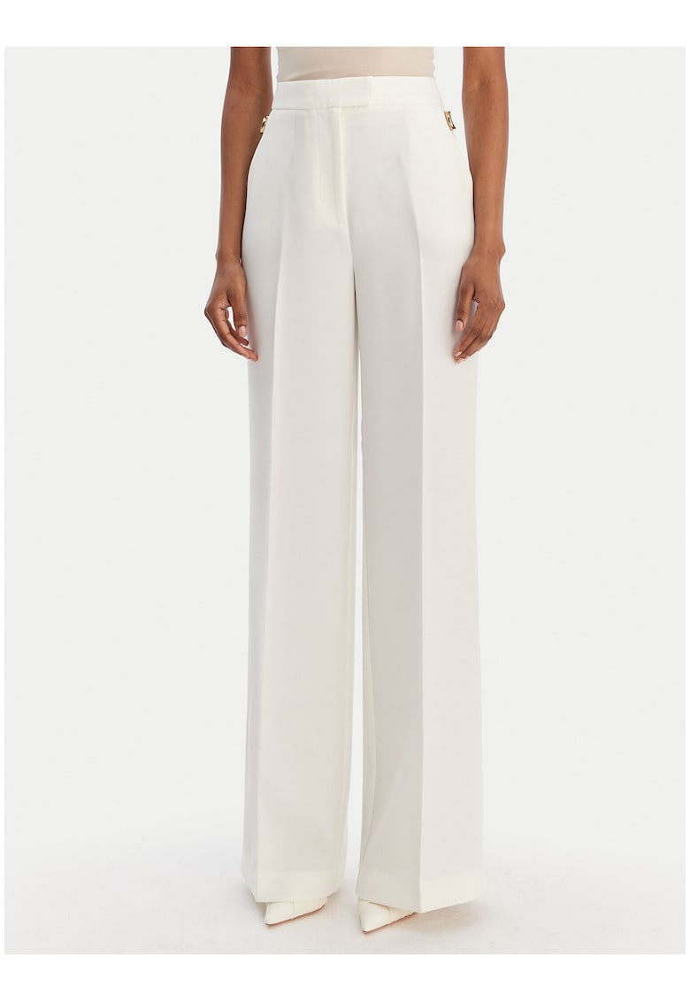 Pantaloni dama - Marciano Guess - bej - talie inalta - picioare largi - material poliester-elastan -