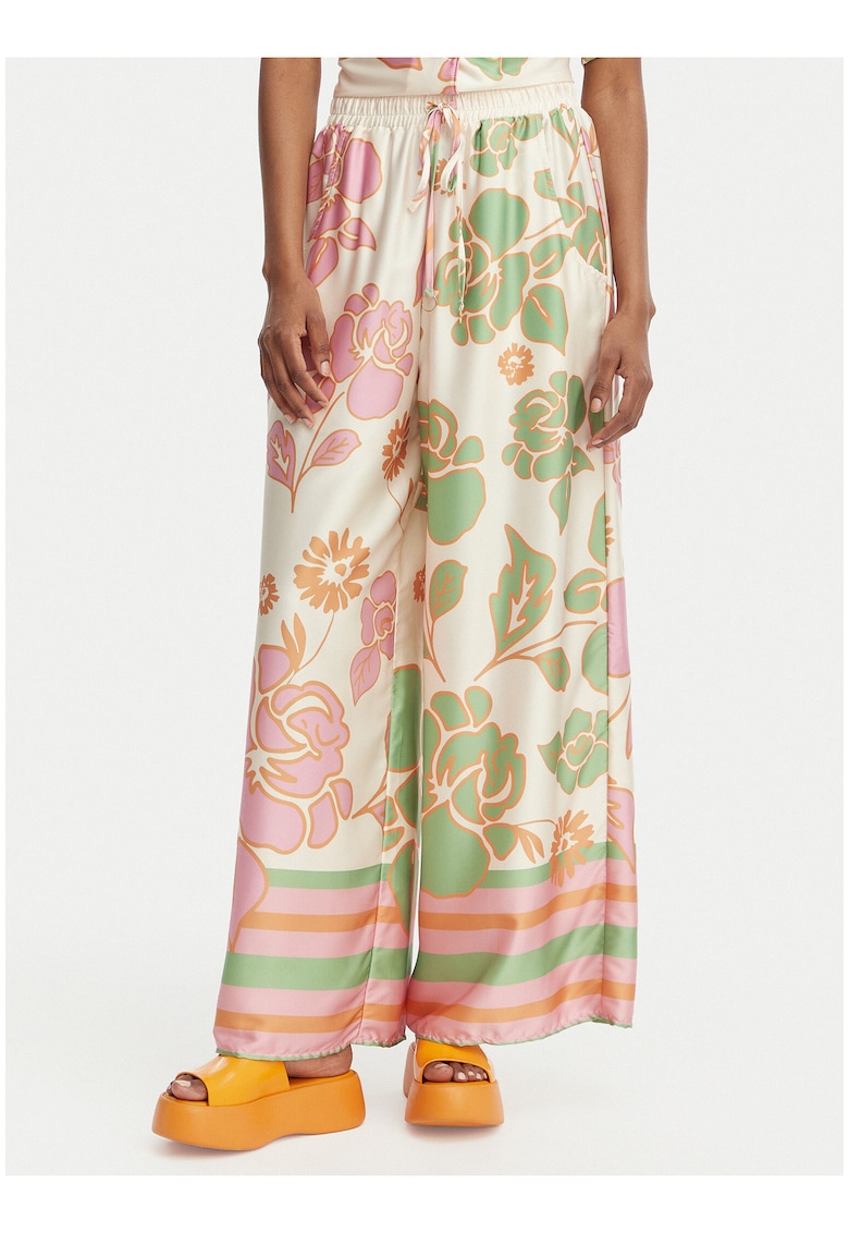 Pantaloni dama - multicolor - material poliester - croiala lejera - imprimeu floral