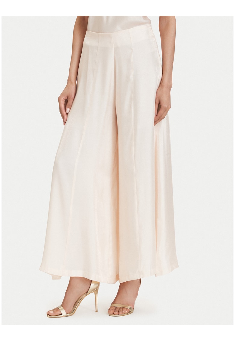 Pantaloni dama - bej - regular fit - material textil - viscoza-polietser