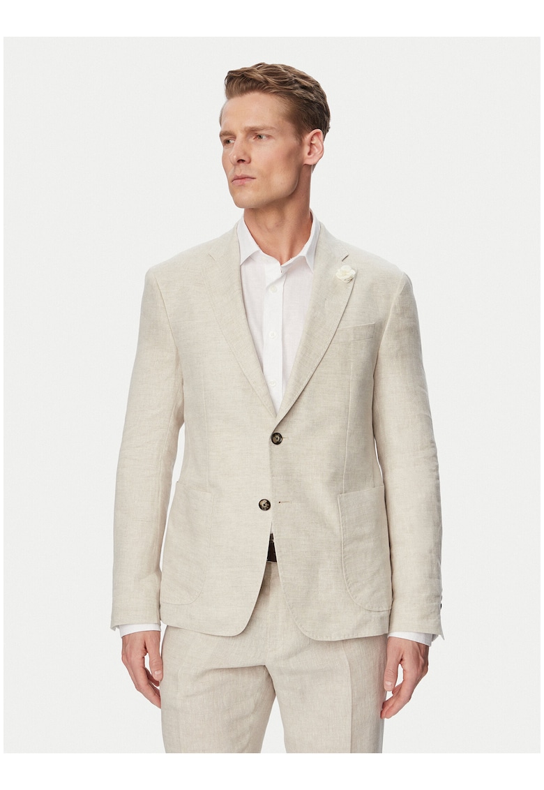 Sacou Barbati - Bej - slim fit - 100% in - maneca lunga