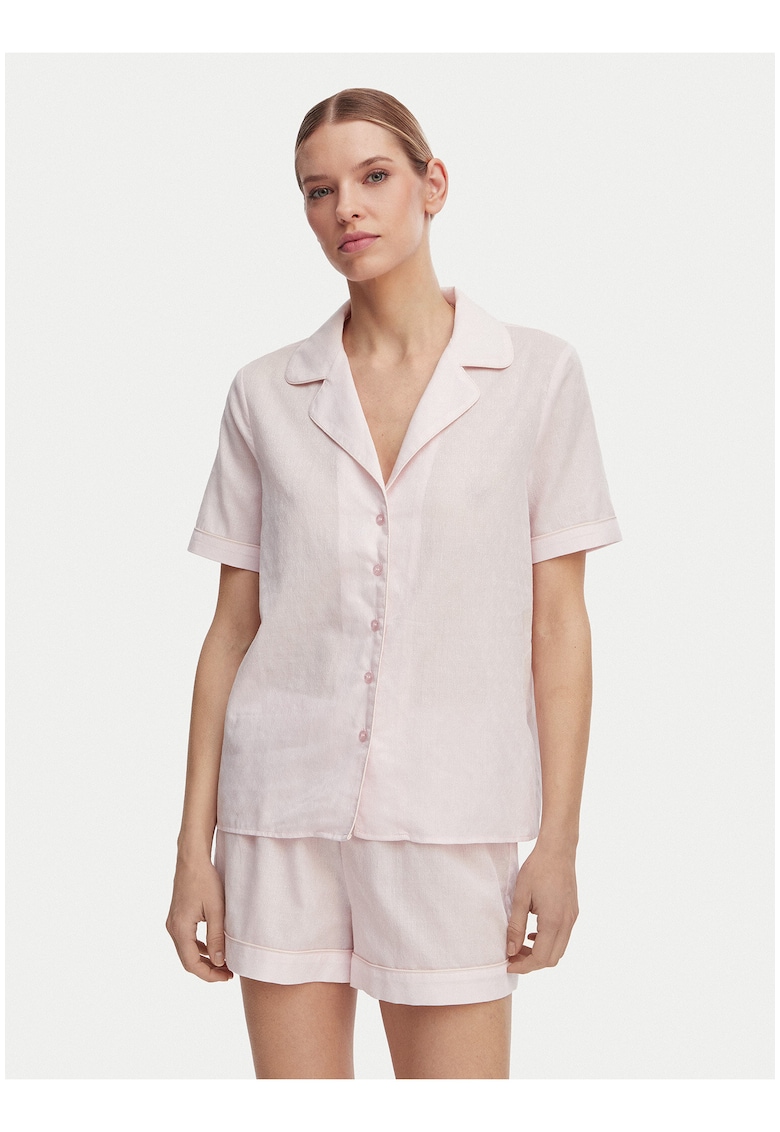 Pijama dama - roz - bumbac - maneca scurta