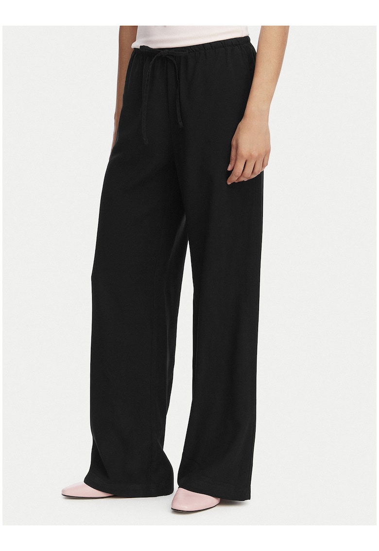 Pantaloni dama - relaxed fit - talie inalta - negru - viscoza