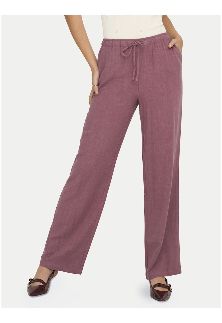 Pantaloni dama - roz si maro - material textil - croiala regular fit - casual