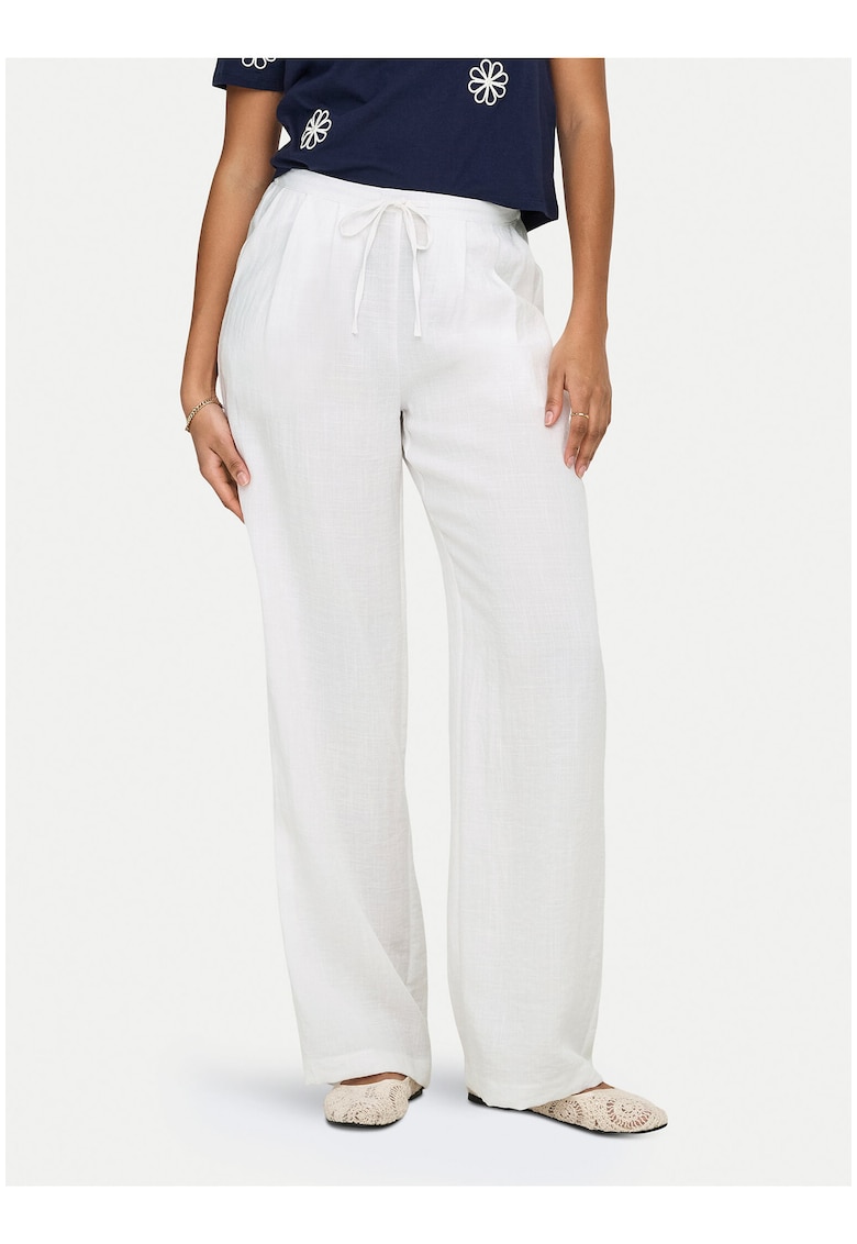 Pantaloni dama - lungi - relaxat fit - alb - viscoza