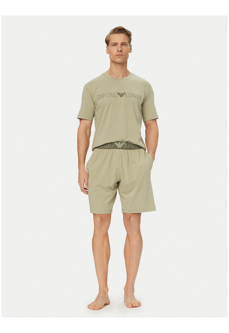 Pijama Barbati - Verde - bumbac - imprimeu grafic