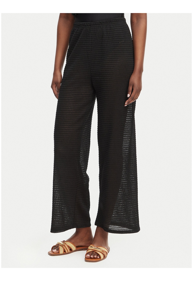 Pantaloni dama - negru - croiala ampla - poliester