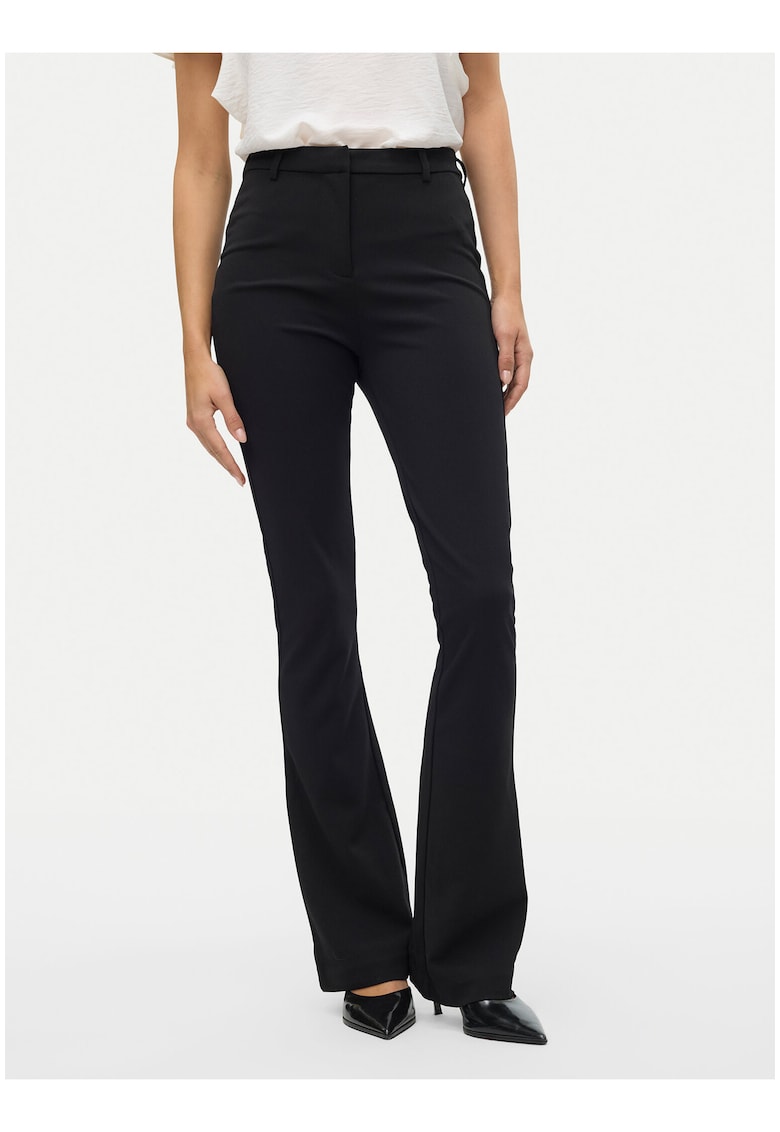 Pantaloni dama - talie inalta - negru - poliester reciclat