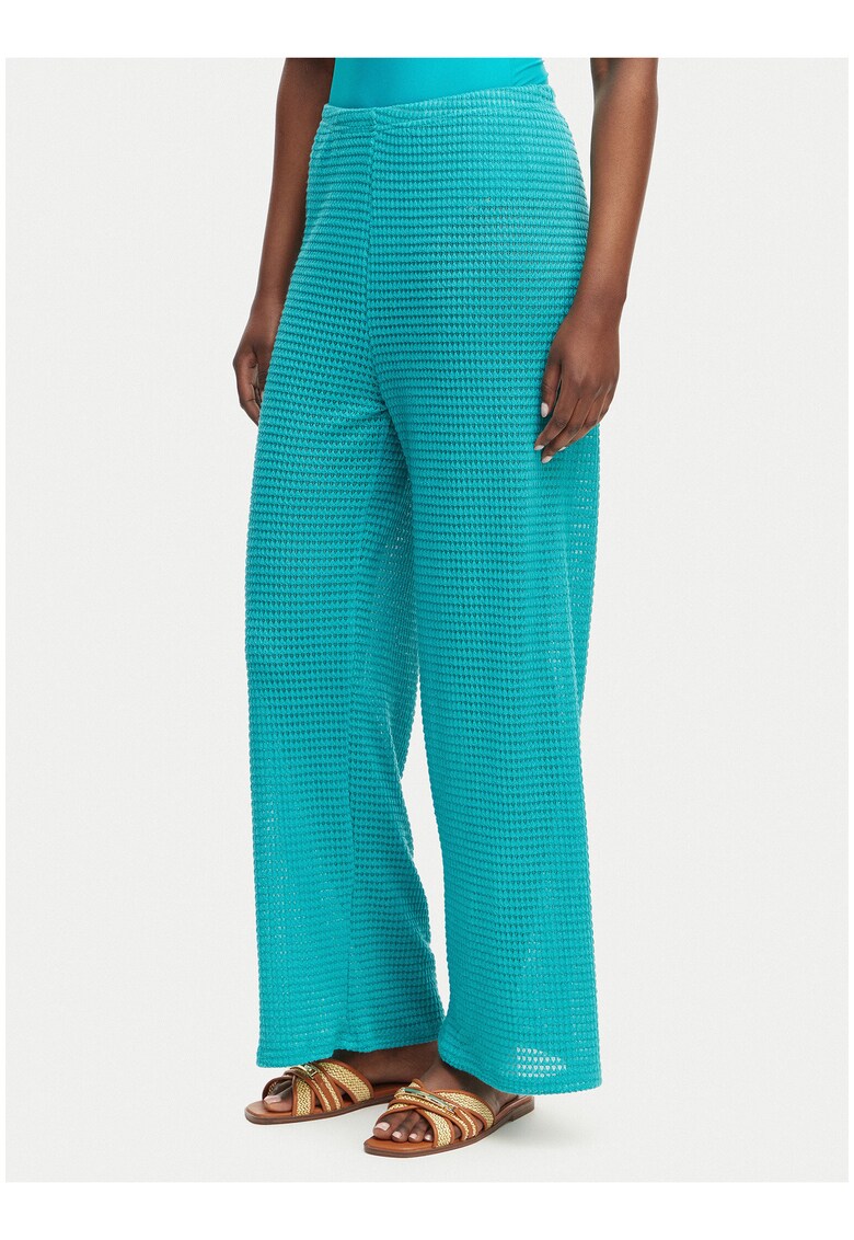 Pantaloni dama - croiala ampla - albastru - poliester