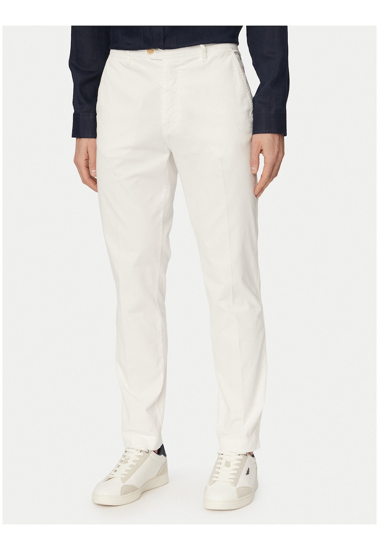Pantaloni barbati - alb - bumbac - croiala dreapta