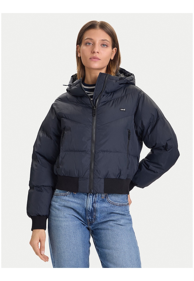 Geaca de iarna dama - negru - sintetic - regular fit -