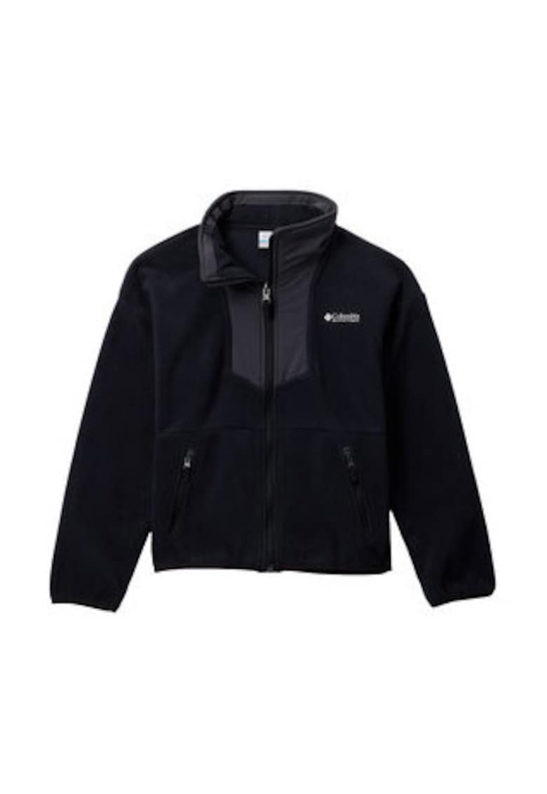Polar copii - negru - poliester reciclat - maneci lungi - fermoar -
