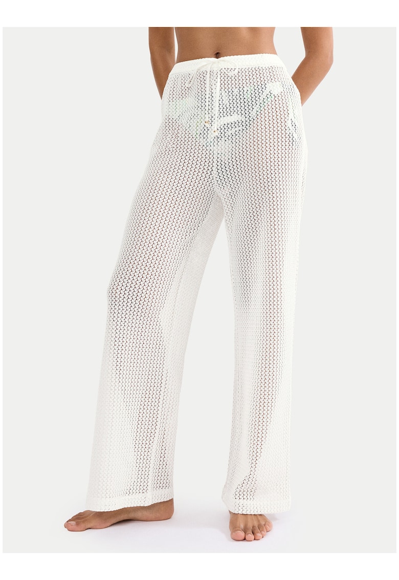 Pantaloni de plaja pentru Femei - Relaxed Fit - Alb - Poliester