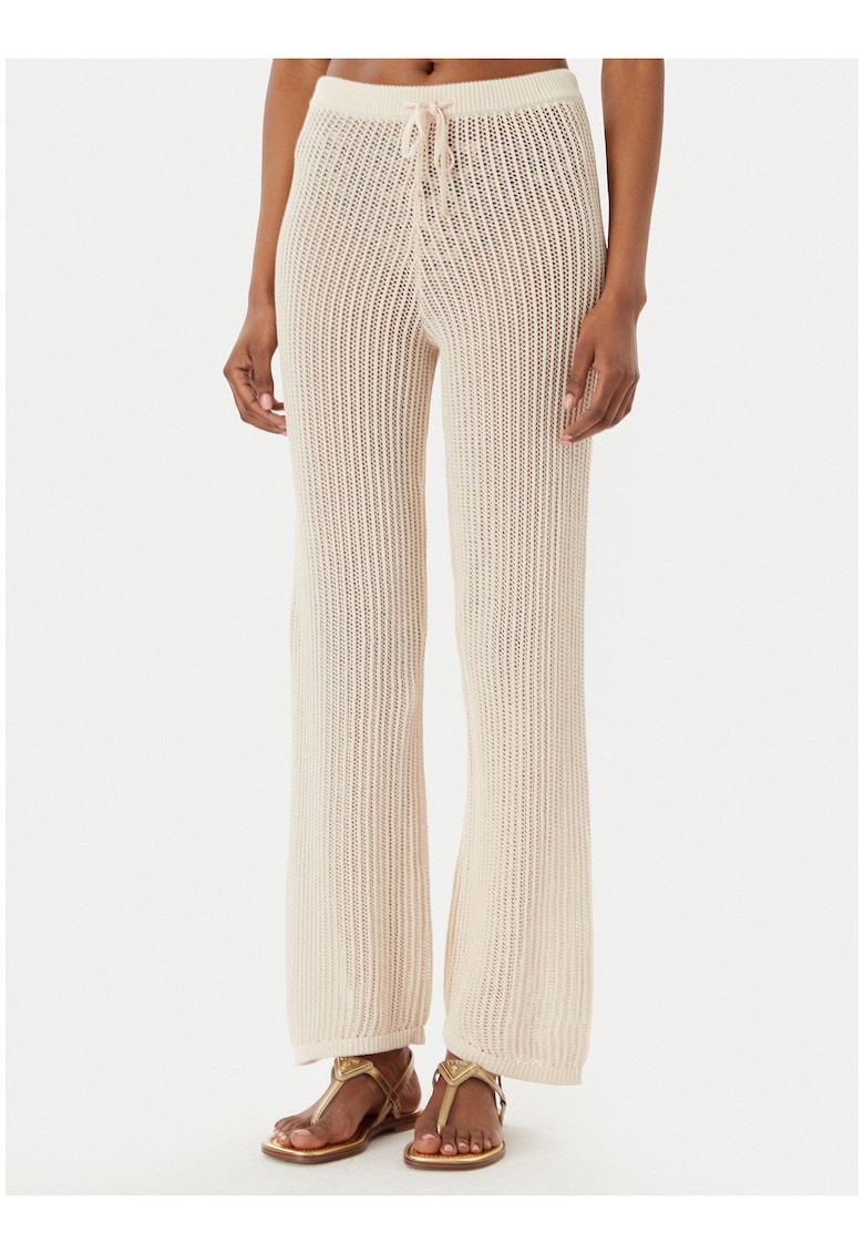 Pantaloni dama - bej - bumbac-poliamida - casual -