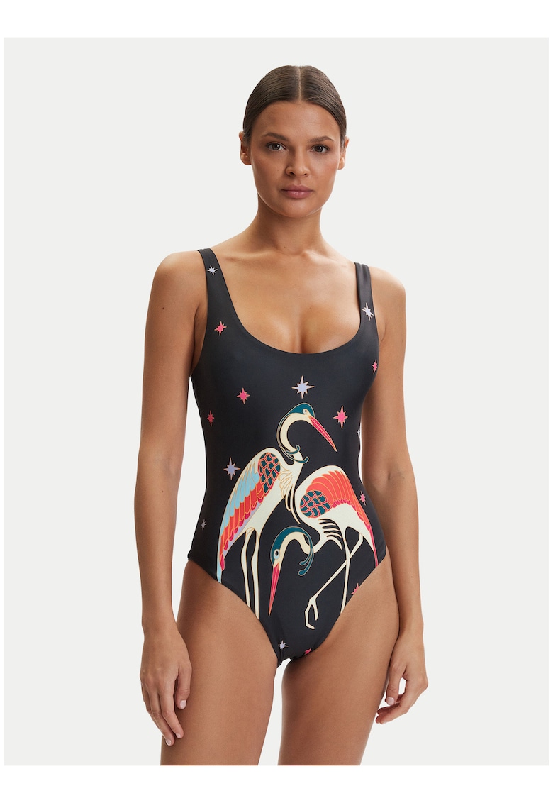 Costum de baie dama - reversibil - negru - poliester reciclat