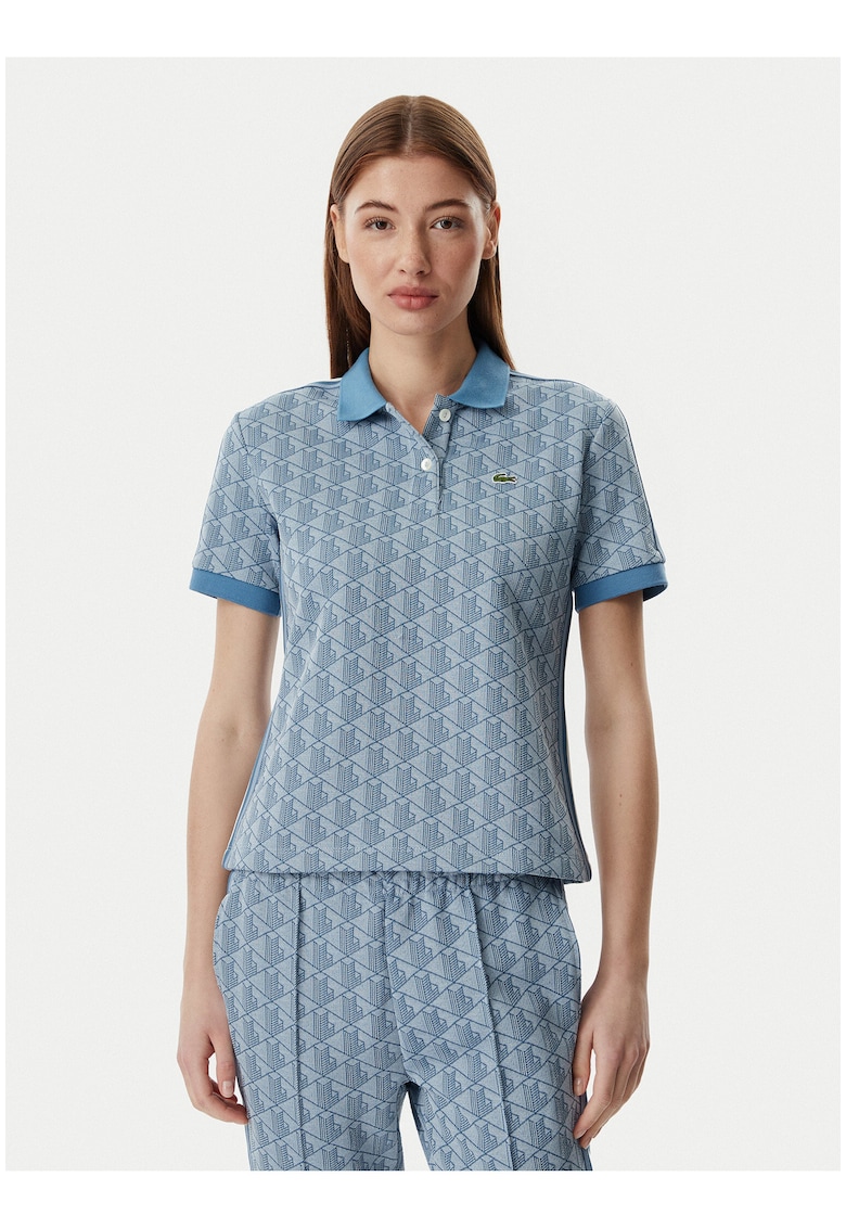 Tricou dama - albastru - maneca scurta - poliester-bumbac