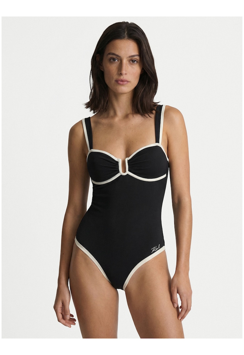 Costum de baie dama - negru - material sintetic - fara inchidere