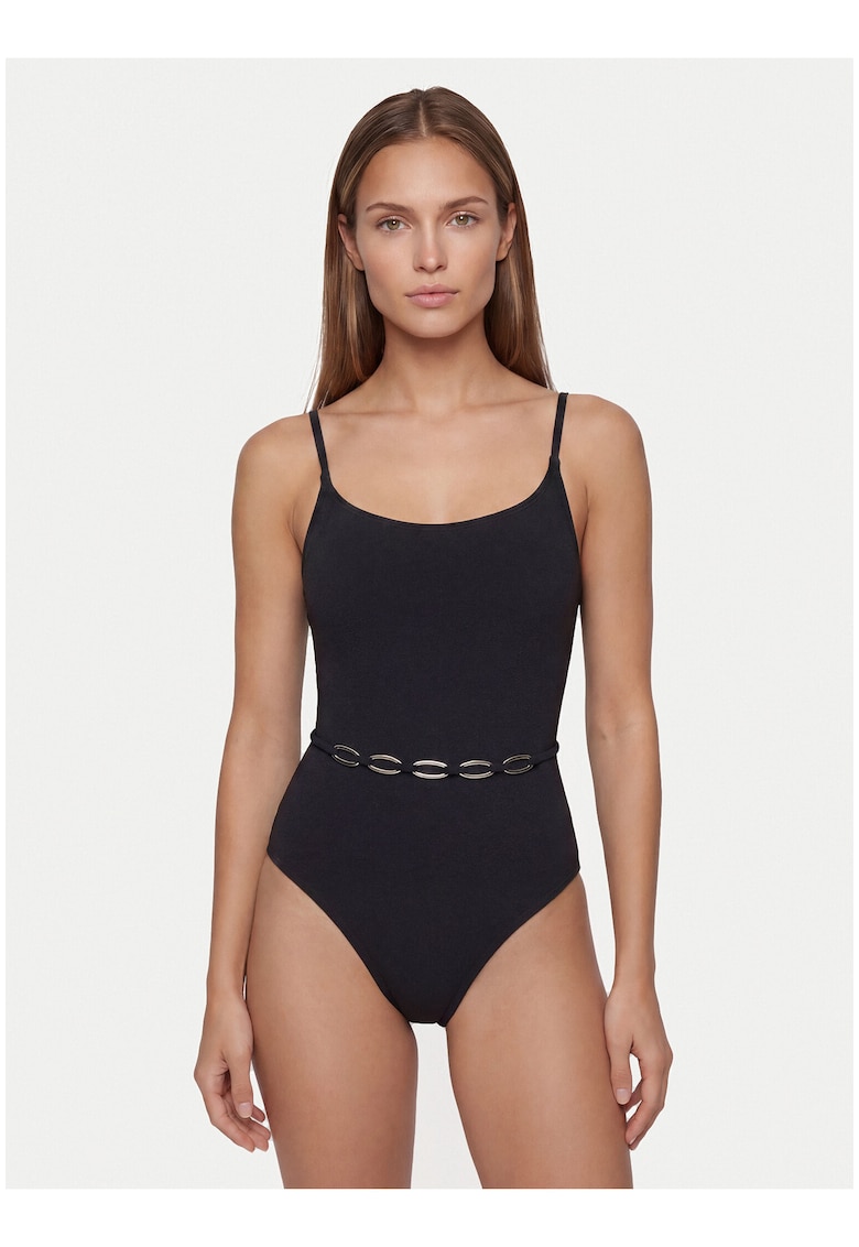 Costum de baie dama - negru - material sintetic - cupe neintarite