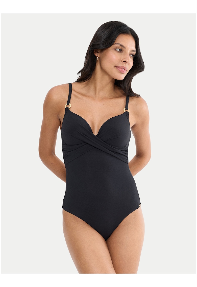 Costum de baie dama - negru - material sintetic - croiala clasica