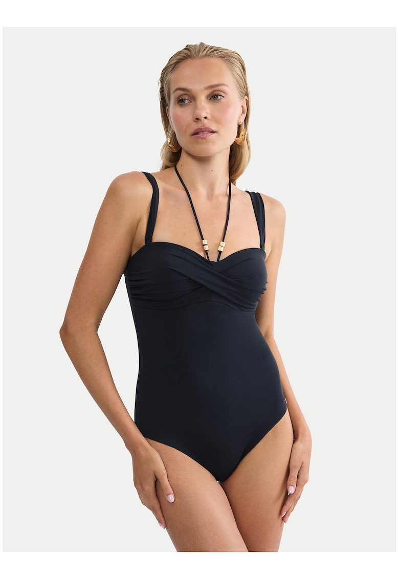 Costum de baie dama - negru - din material elastic - croiala clasica