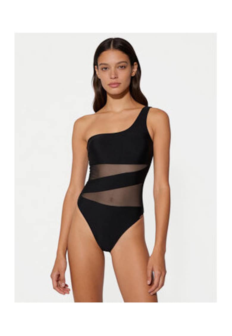 Costum de baie dama - negru - material elastic - croiala clasica -