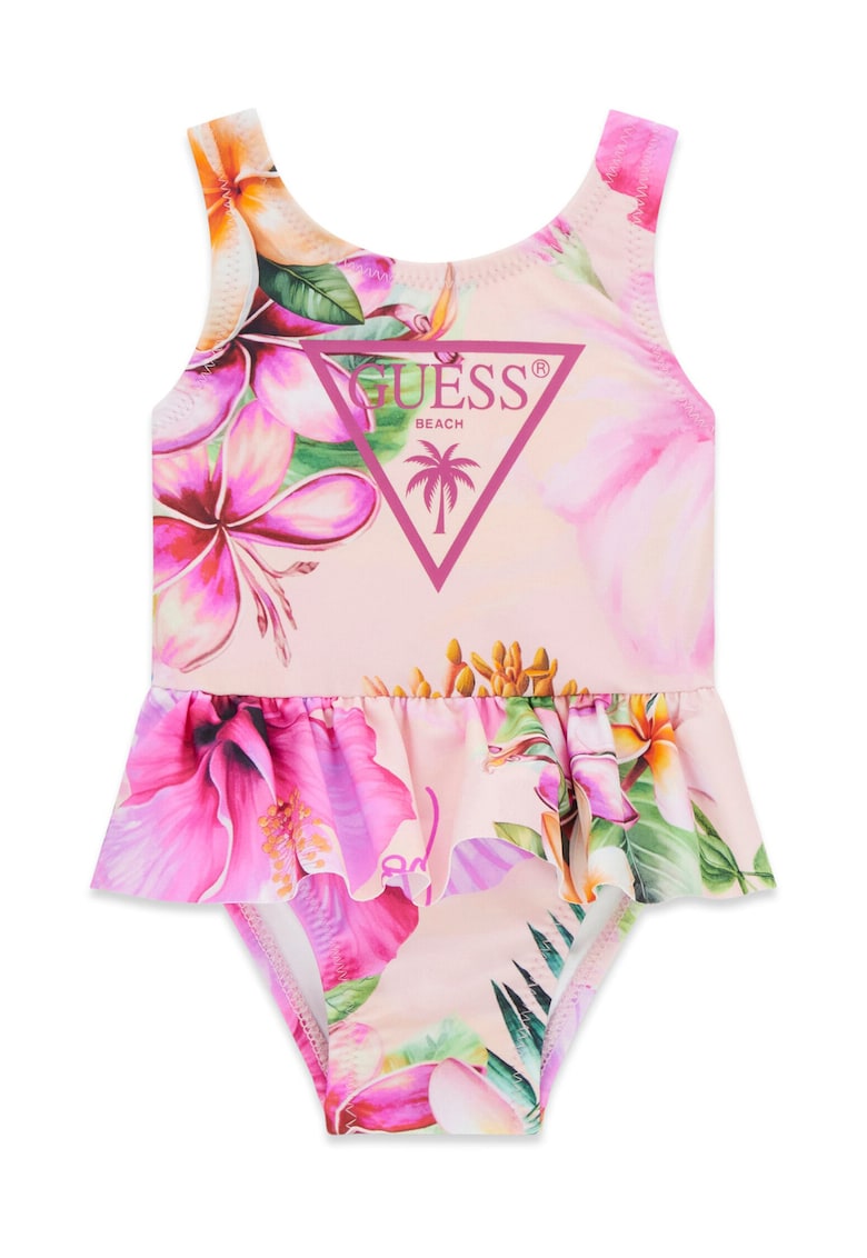Costum de baie pentru fete - roz - grafic - poliamida-elastan