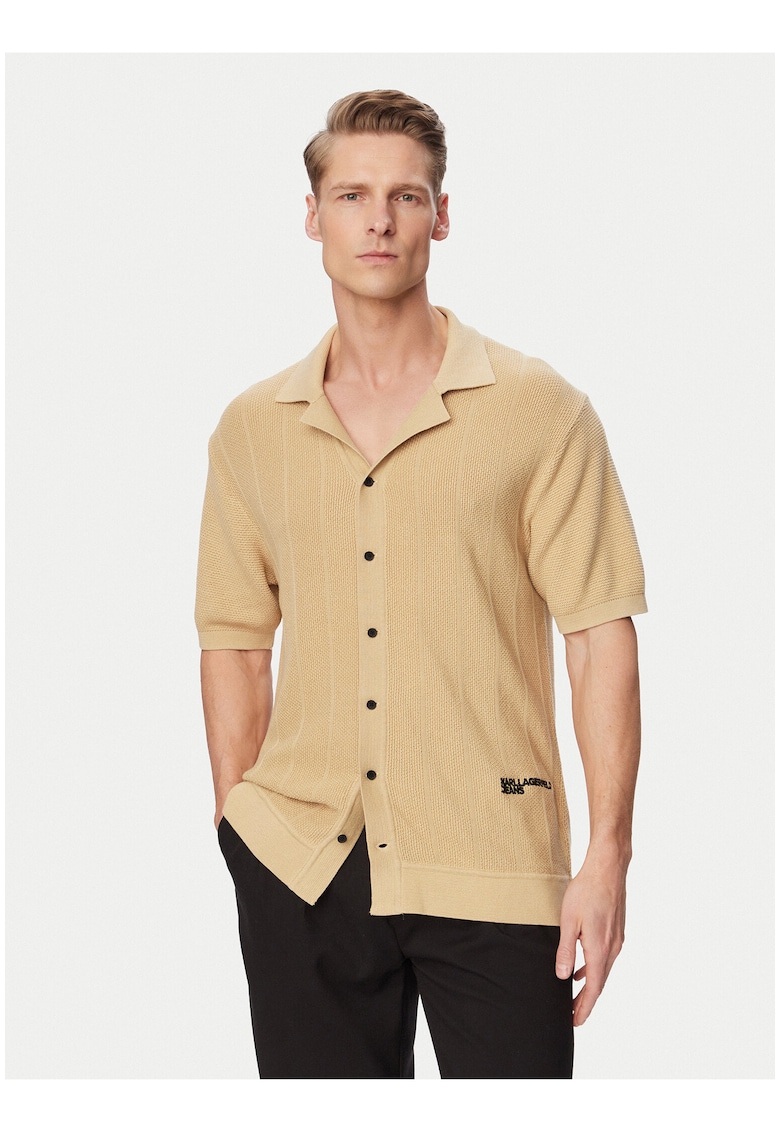 Tricou barbati - bej - bumbac - maneca scurta