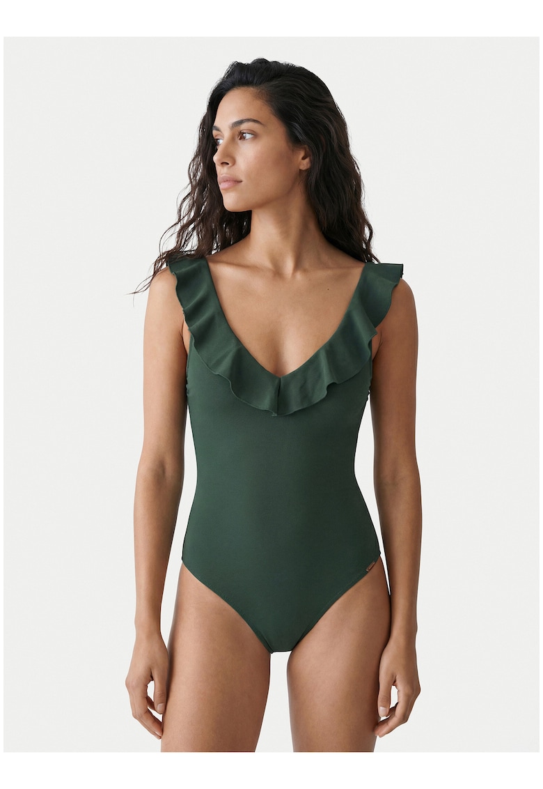 Costum de baie dama - verde - material sintetic - croiala clasica