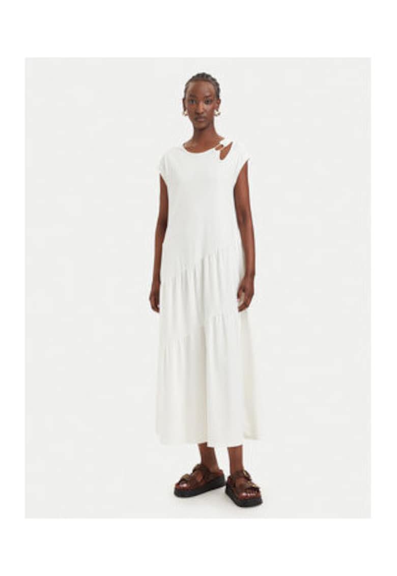 Rochie casual dama - crem - bumbac/poliester -