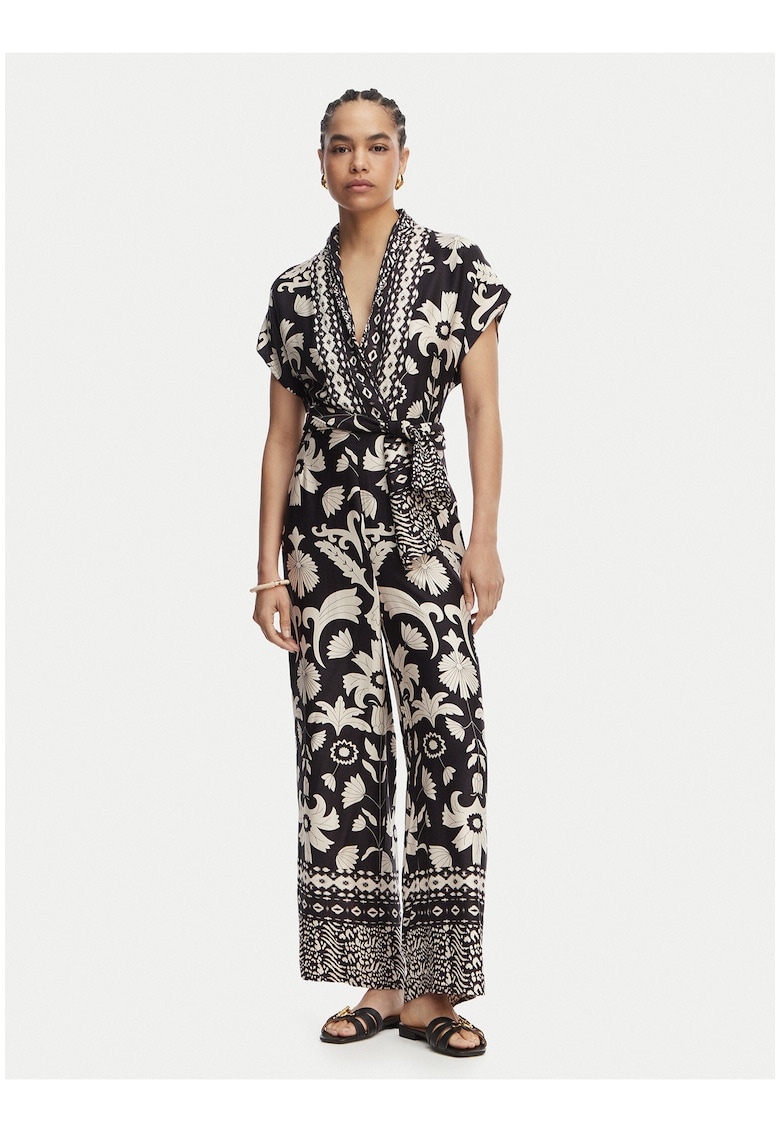 Salopeta dama - negru/bej - casual - viscoza -