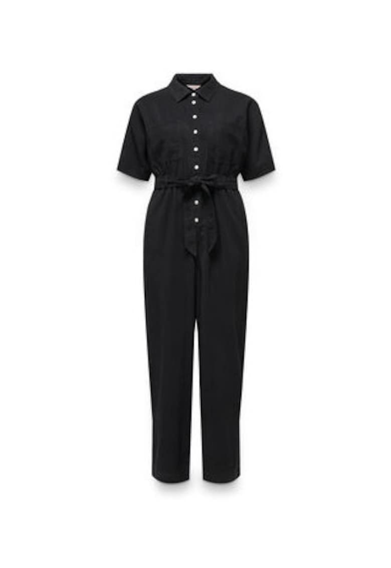Salopeta dama - negru - viscoza - regular fit - maneca scurta