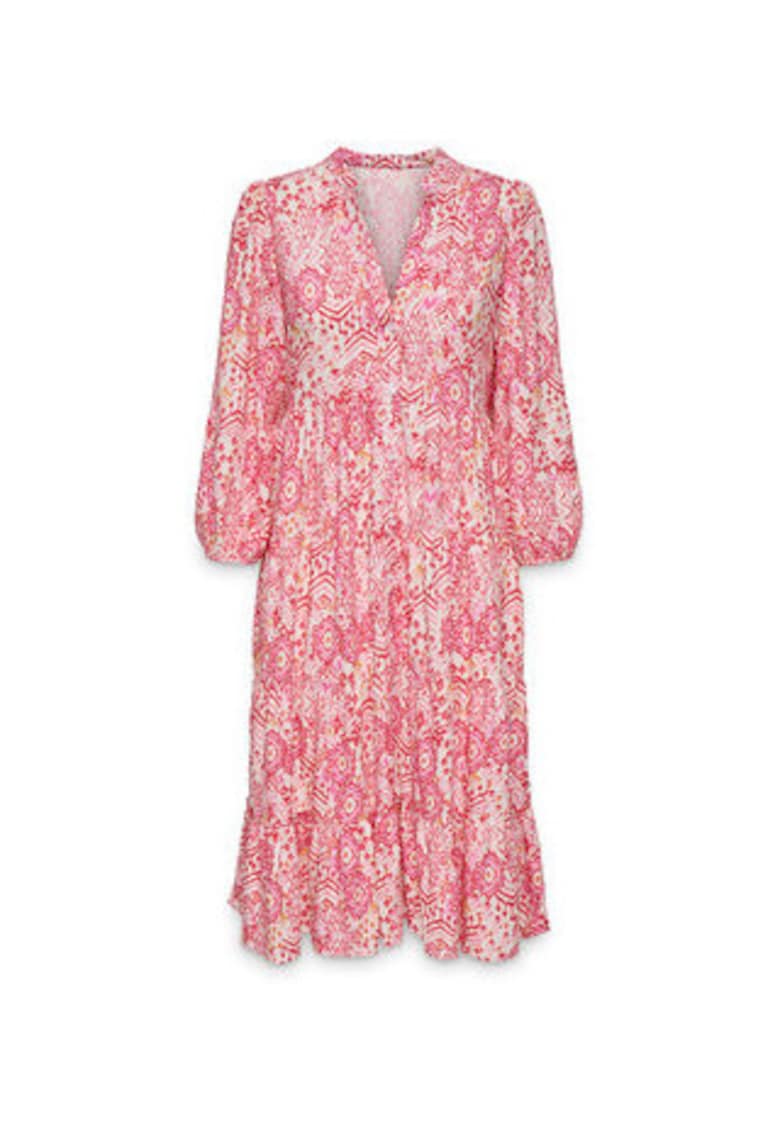 Rochie casual - roz - maneca lunga - 100% viscoza -