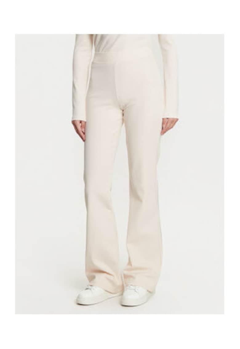 Pantaloni dama - evazati - talie inalta - bej -