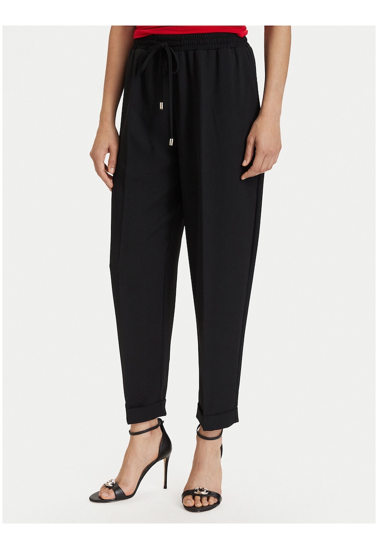Pantaloni dama - negru - material sintetic reciclat - croiala regular fit - 7/8