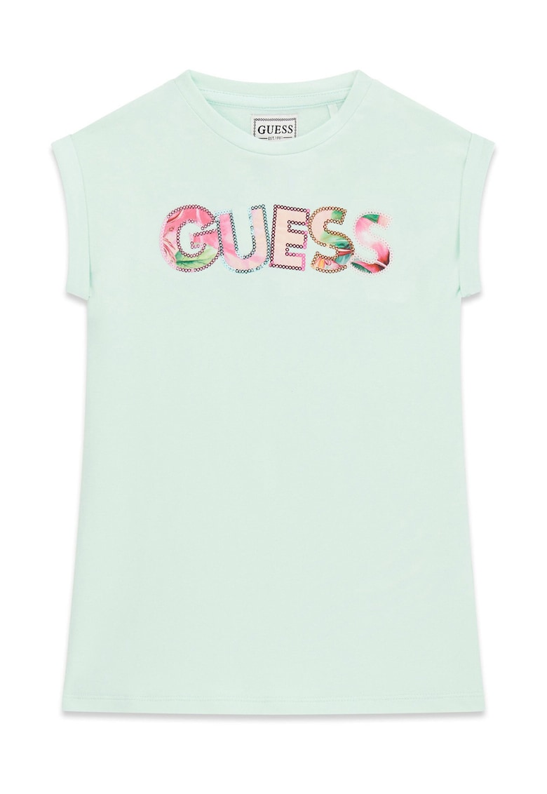Rochie casual fete - verde - bumbac - imprimeu grafic
