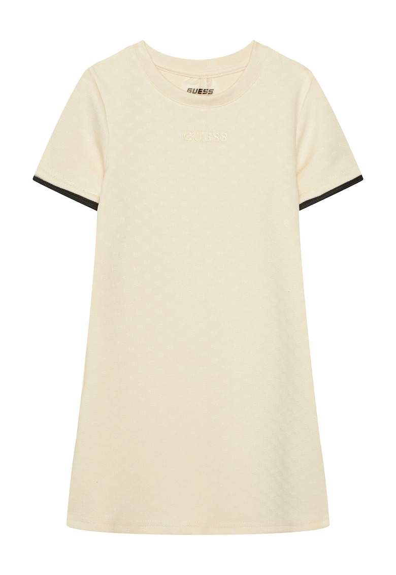 Rochie casual - bej - maneci scurte - poliester/viscoza
